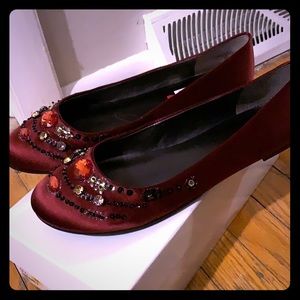 Nine West red satin flats